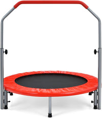 Trampolino per Bambini e Adulti, Tappeto Elastico Pieghevole e Regolabile in 4 Altezze con Maniglia, Capacità di Carico 150 kg