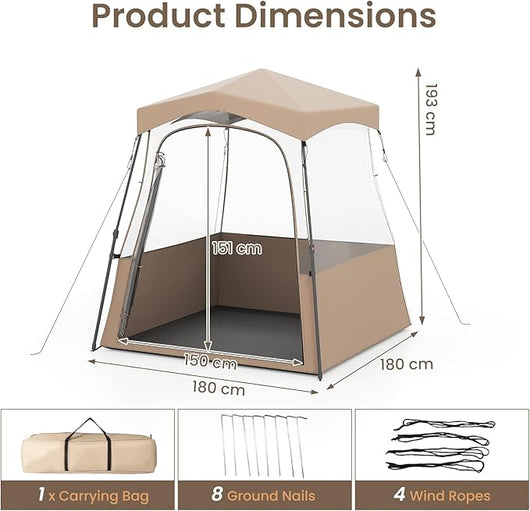 Tenda sportiva, tenda trasparente con visuale libera, telaio robusto e borsa per il trasporto, tenda da campeggio per esterni, tenda a bolla pop-up per guardare gli sport, fare il tifo, campeggiare (180 x 180 x 193 cm)