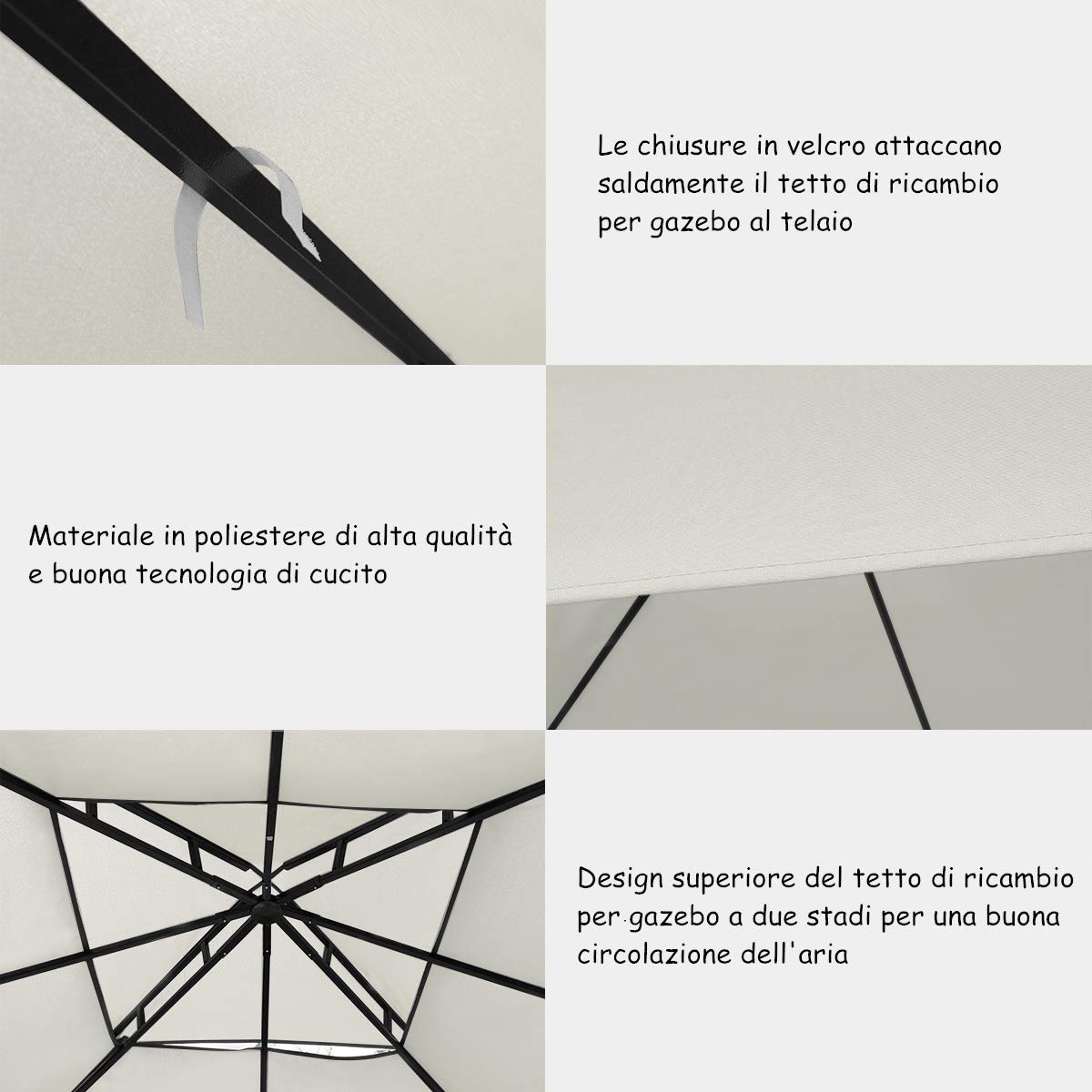 Tetto di Ricambio per Gazebo da Giardino Copertura di Ricambio Gazebo 3 x 3 m (Beige)