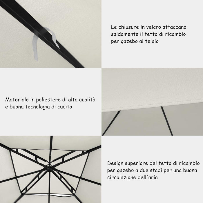 Tetto di Ricambio per Gazebo da Giardino Copertura di Ricambio Gazebo 3 x 3 m (Beige)