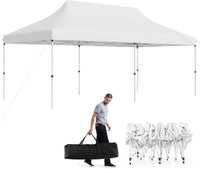 Gazebo Pieghevole da Giardino 3 x 6m, Gazebo Pop-up con Borsa da Trasporto, Regolabile in Altezza, per Feste, Barbecue, Giardino e Spiaggia (Bianco)