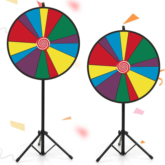 30'' Ruota della Fortuna Girevole, Altezza Regolabile, con Supporto Pennarello Cancellabile a Secco e Gomma, Gioco Ruota Personalizzabile per Fiera Carnevale Feste