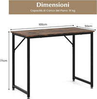 Scrivania per Computer 100 x 50 x 77 cm, Scrivania Moderna e Salvaspazio in Metallo Resistente con Piedini Regolabili, Scrivania Versatile per Casa e Ufficio (Marrone)