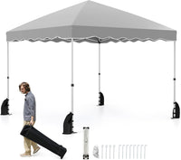 Gazebo Pop-up da Esterno 3 x 3 m, Gazebo Pieghevole con Borsa con Ruote, 8 Picchetti, 4 Ancore, 4 Corde Antivento, 4 Sacchi di Sabbia, Tendone Impermeabile per Eventi Commerciali (Grigio)