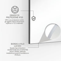 Specchio Bagno LED Posteriore SATURNO 100x70 cm, Con LED 4000K, Retroilluminato, Da Parete
