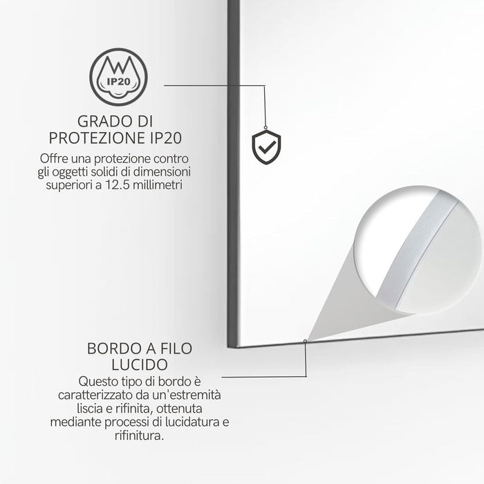 Specchio Bagno LED Posteriore SATURNO 100x70 cm, Con LED 4000K, Retroilluminato, Da Parete