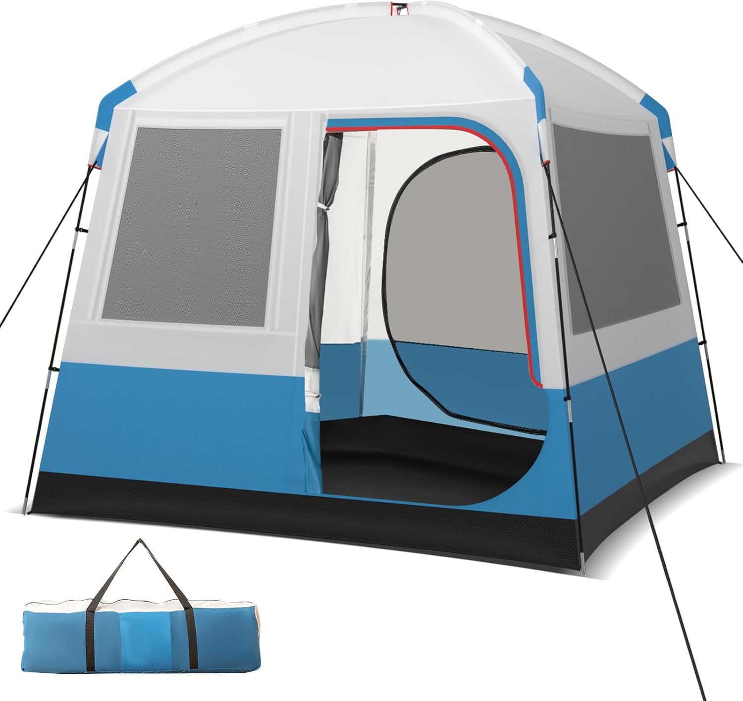 Tenda Campeggio 3-5 Persone, Tenda Doppia Porta, Tenda Anti UV Impermeabile e Antivento, Facile da Montare, per 3 Stagioni, Spiaggia Campeggio Pesca, 248 x 248 x 230 cm