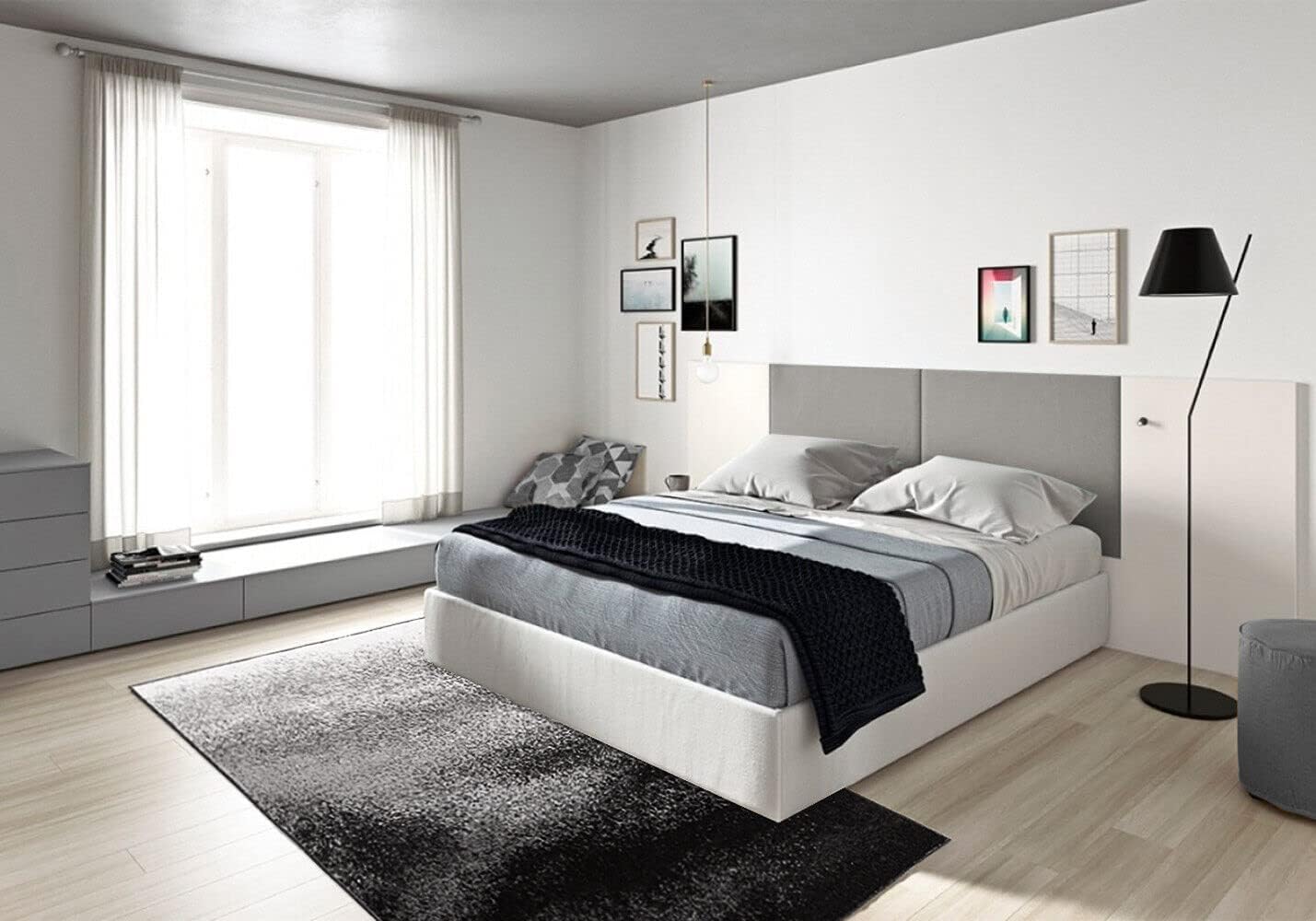 Tappeto Salotto Bagno 120x180 cm Effetto Sfumato Arredo Camera Scendiletto Pelo Corto Nero