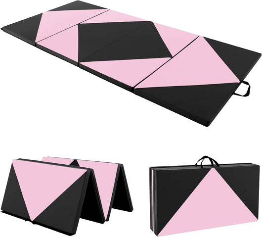 Tappetino Ginnastica Pieghevole 240 CM, Tappetino Fitness con Maniglie e Chiusure a Strappo per Stretching, Yoga, Arti Marziali da Casa e Palestra