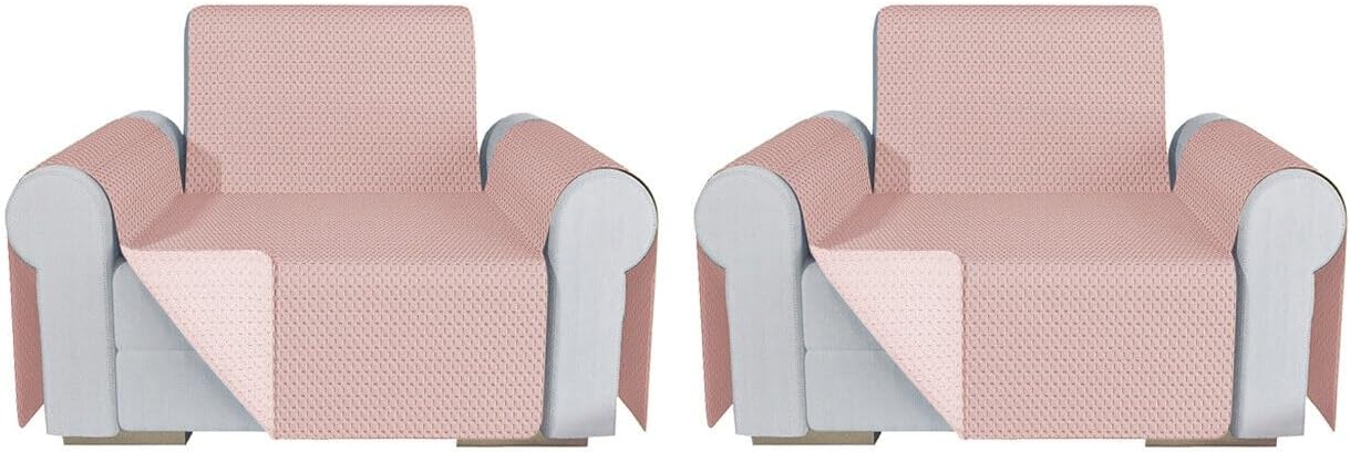 Coppia Set 2 Pezzi Copripoltrona Universale Fodera Double Face Elegante Rosa