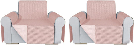 Coppia Set 2 Pezzi Copripoltrona Universale Fodera Double Face Elegante Rosa