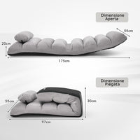 Sedia Pieghevole da Pavimento Portatile, Divano Imbottito, Regolabile in 5 Posizioni, Supporto per la Schiena, Ideale per Rilassarsi Leggere (Grigio)