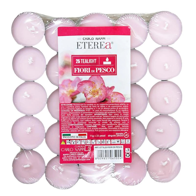 TEA LIGHT PROFUMATE AI FIORI DI PESCO IN CONFEZIONE DA 50 PEZZI