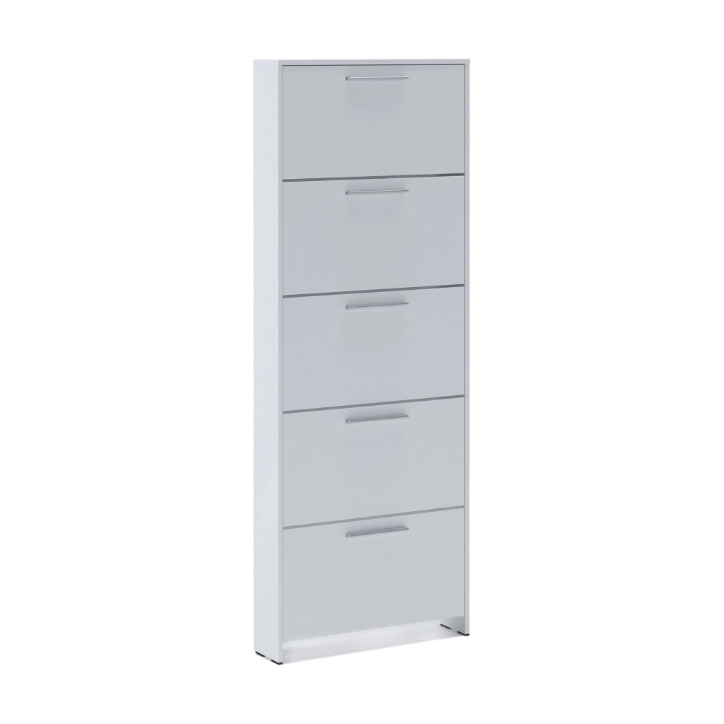 Scarpiera Campania, Mobile portascarpe, Armadio da ingresso multiuso, Mobiletto per calzature, 69x17h187 cm, Bianco