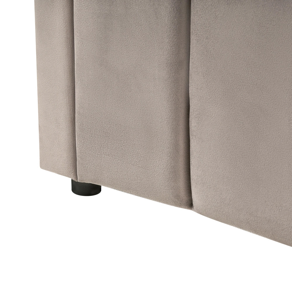 Letto 90 x 200 cm in velluto tortora imbottito elegante rete a doghe gambe in legno