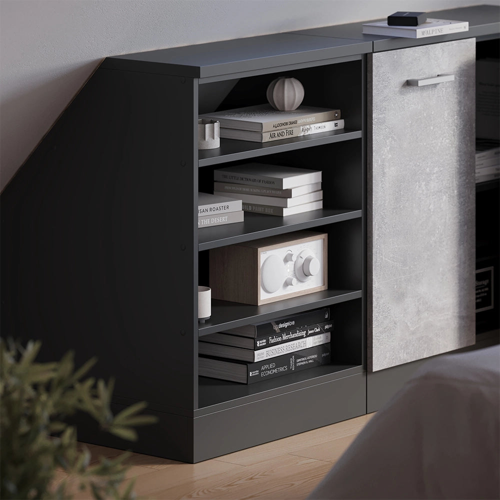 Mobile cucina sottotetto R-Line Antracite/Antracite 60 cm con 4 scomparti, carcassa 60 cm profondità Vicco