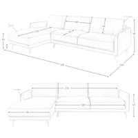 Divano chaise longue sinistro in pelle verde