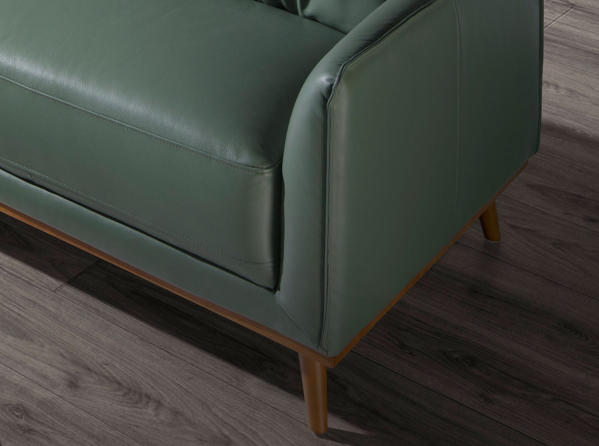 Divano chaise longue sinistro in pelle verde