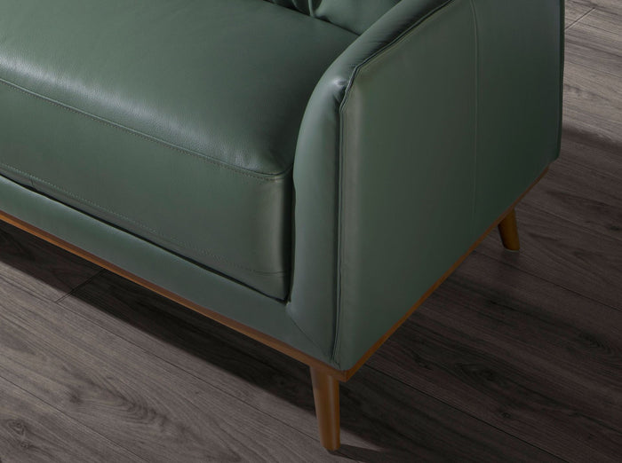 Divano chaise longue sinistro in pelle verde