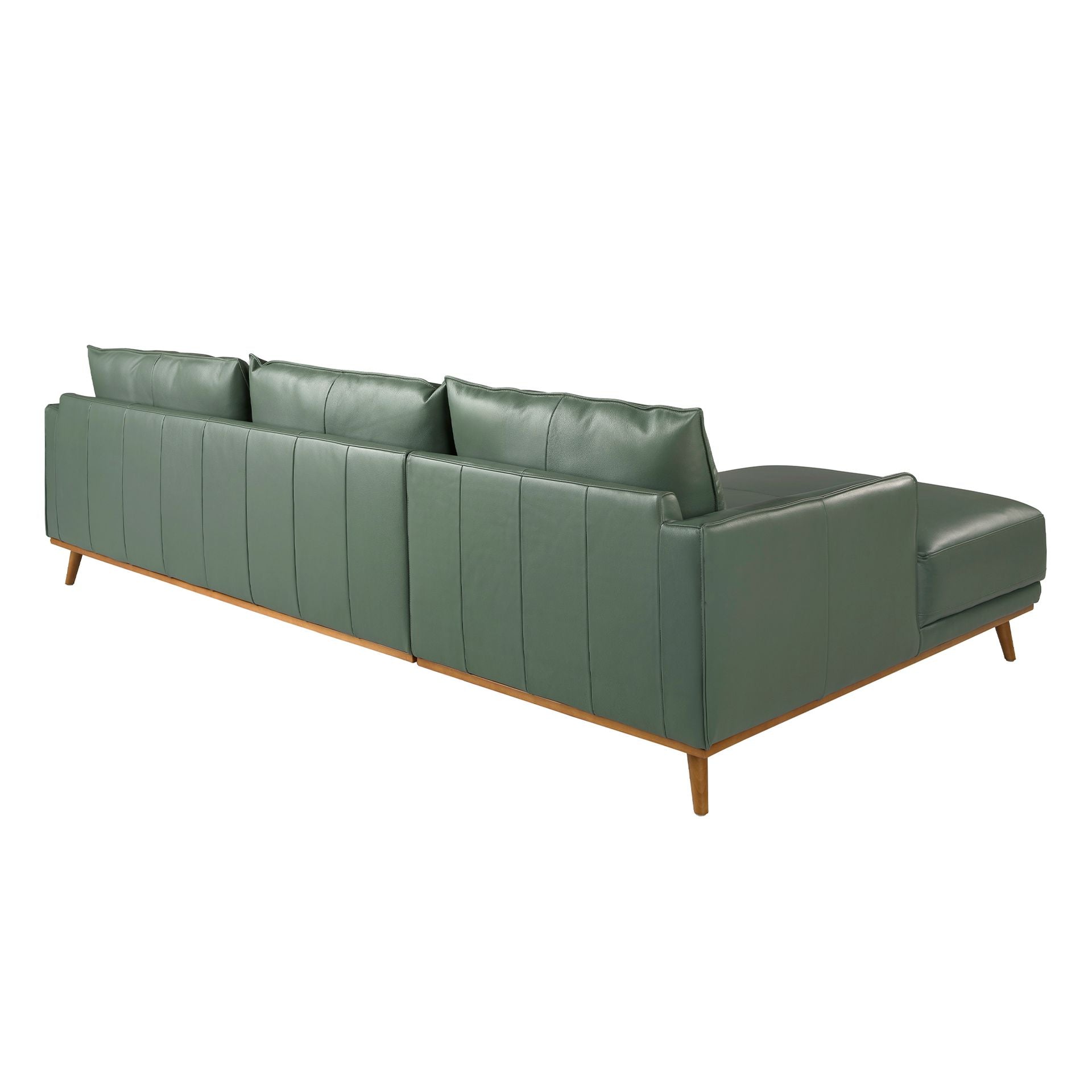 Divano chaise longue sinistro in pelle verde