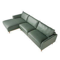 Divano chaise longue sinistro in pelle verde