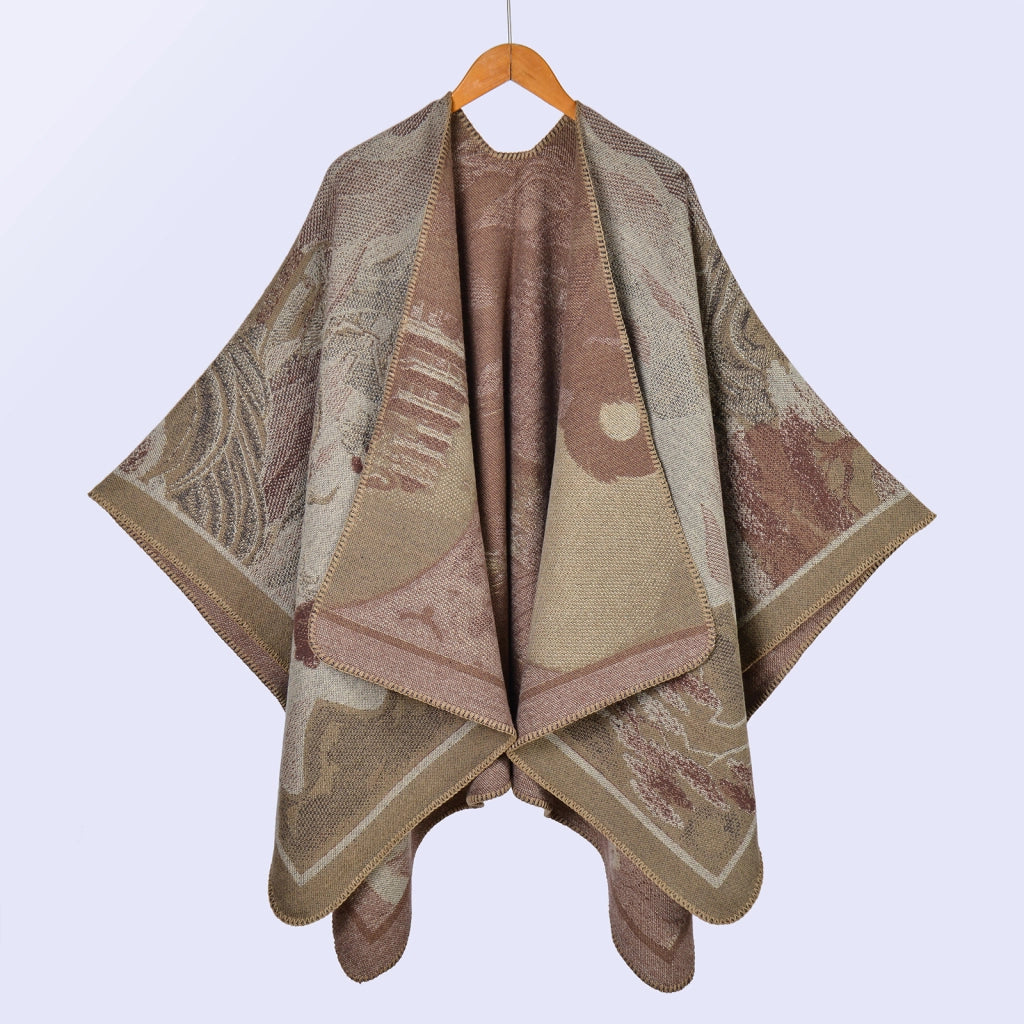 Sciarpa ampia in stile vintage, mantello caldo da donna per campeggio e attivit¨¤ all'aperto.