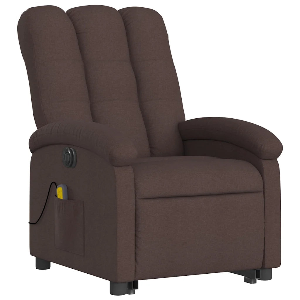 Poltrona Alzapersona Massaggio Elettrica Marrone Scuro Tessuto 3204133