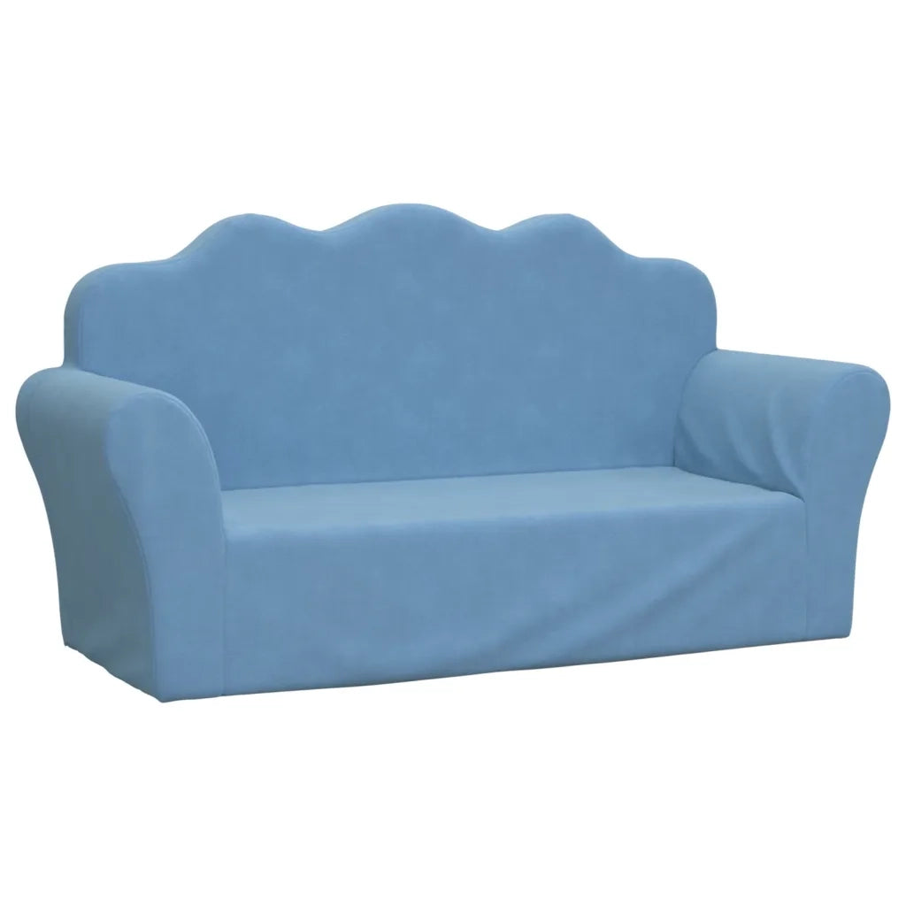 Divano per Bambini a 2 Posti Blu in Morbido Peluchecod mxl 86402