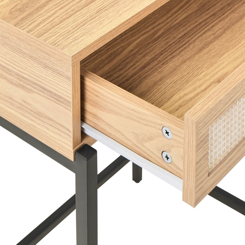 Tavolino toeletta con specchio e cassetto in marrone chiaro e nero con sgabello e specchio camera da letto soggiorno