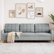 vidaXL Divano a 3 Posti Grigio Chiaro 210 cm in Tessuto