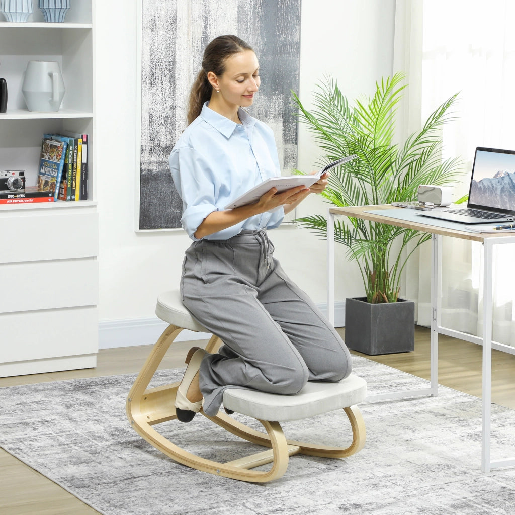 Sedia ergonomica da ginocchio in legno ¨C zephmum ¨C crema