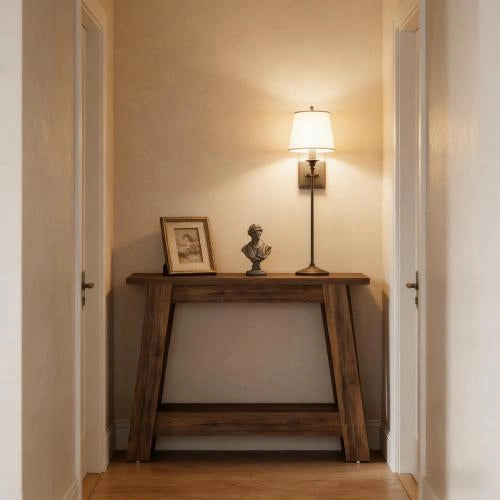 Consolle con 2 ripiani aperti salvaspazio per ingresso e dietro divano in MDF marrone rustico 105 × 30 × 80 cm