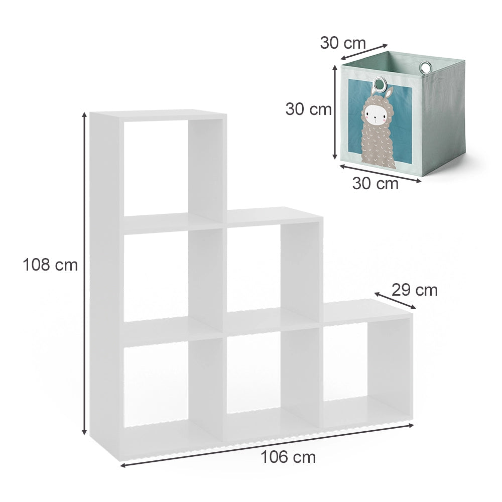 Vicco Scaffale per scale Bianco 107.2 x 107.8 cm con scatole pieghevoli opt.2