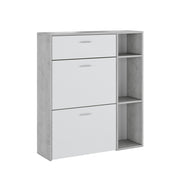 Mobile Portascarpe Samassi, Scarpiera Paia, 90x26x102h cm Grigio Cemento