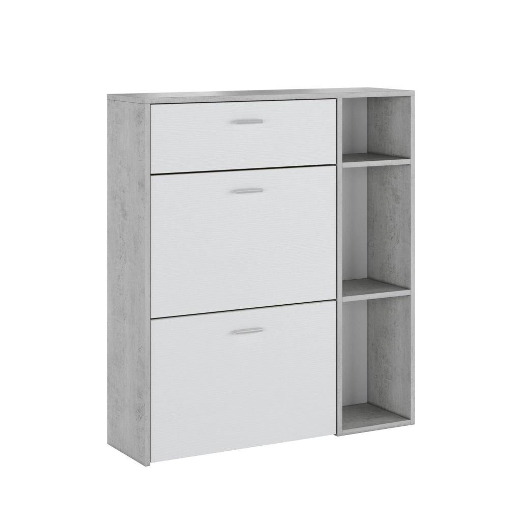 Mobile Portascarpe Samassi, Scarpiera Paia, 90x26x102h cm Grigio Cemento