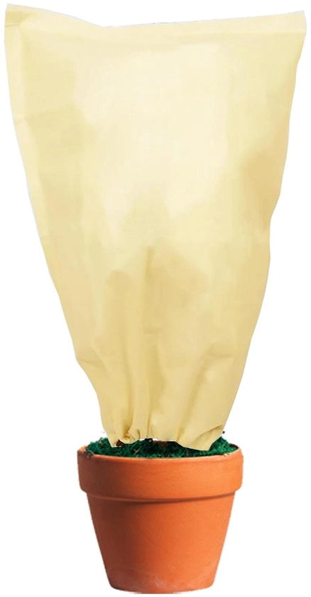 Protezione per piante in inverno, protezione invernale per piante, protezione contro il gelo per piante, protezione per piante in vaso 80g/m² tessuto non tessuto a rilascio con cerniera corda da tirare 250x360cm (Beige)