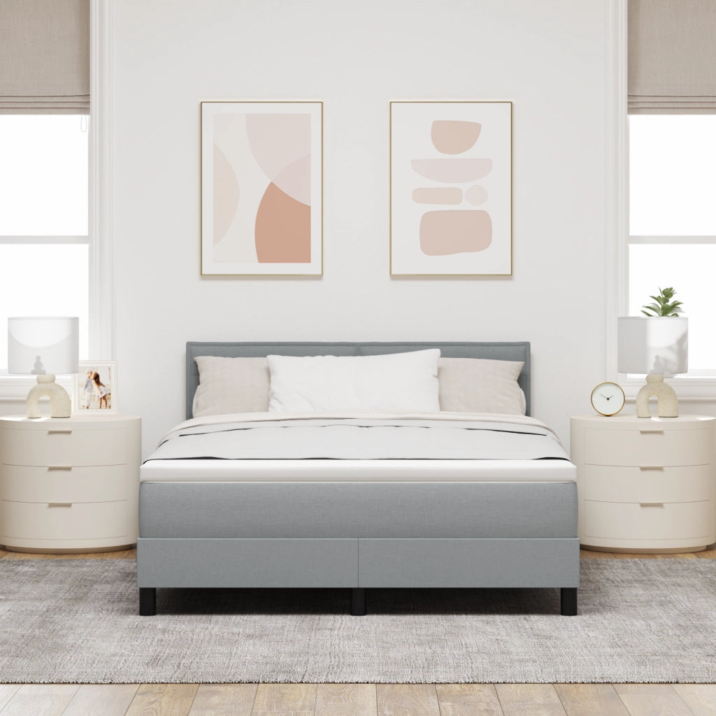 Letto a Box Spring con Materasso Grigio Chiaro 160x200 cm Tessuto
