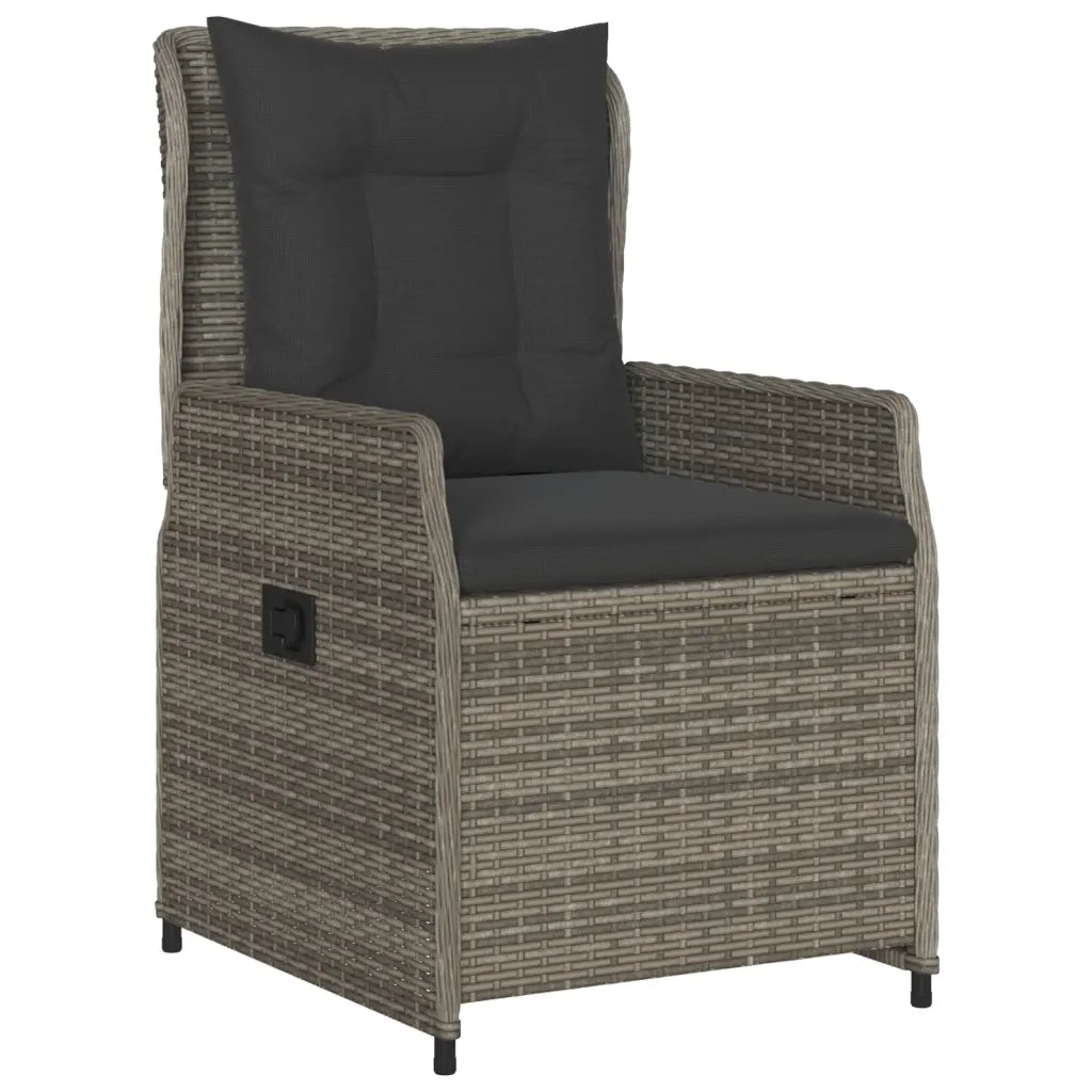 Set da Pranzo da Giardino 7 pz con Cuscini in Polyrattan Grigio