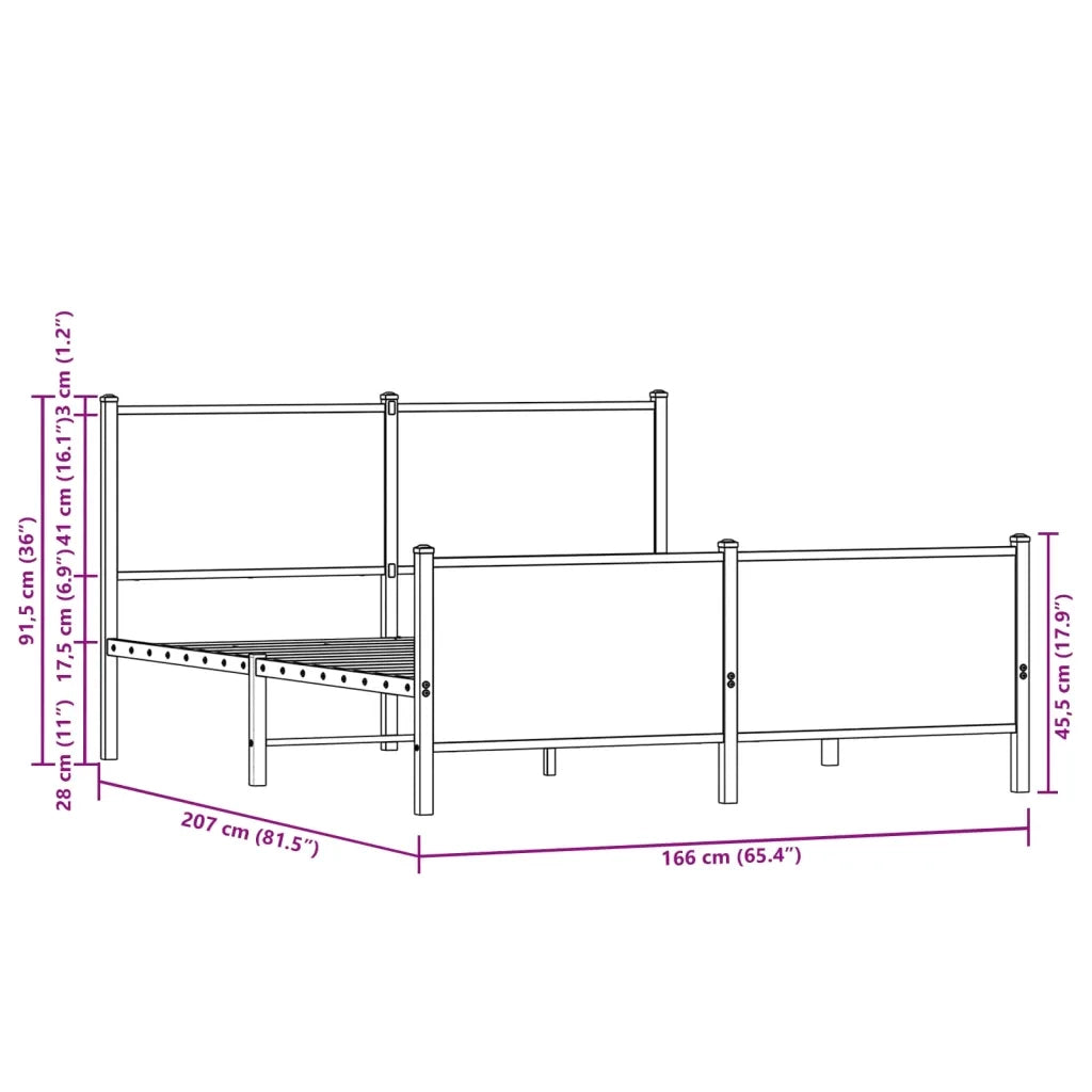 Giroletto senza Materaso in Metallo Rovere Fumo 160x200 cm