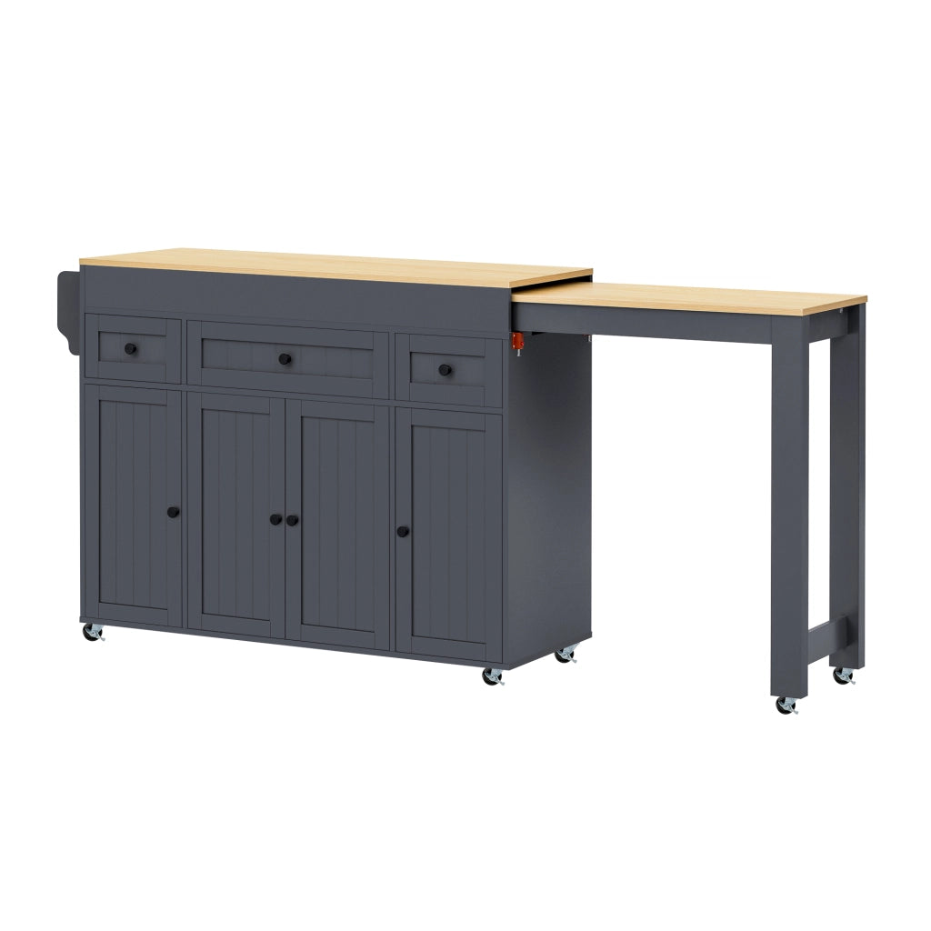 Isola cucina con 3 cassetti; ripiani regolabili e piano estraibile per cucina; in MDF; grigio