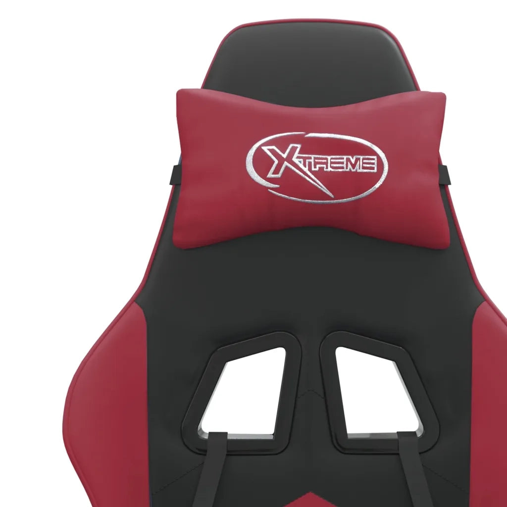 Sedia da Gaming | Sedia da e-sports Girevole Nero e Rosso Vino in Similpelle