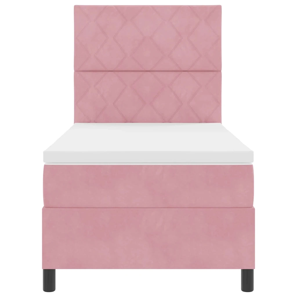 Letto a Sorgente LED con materasso Rosa 100 x 200 cm Velluto 3343363