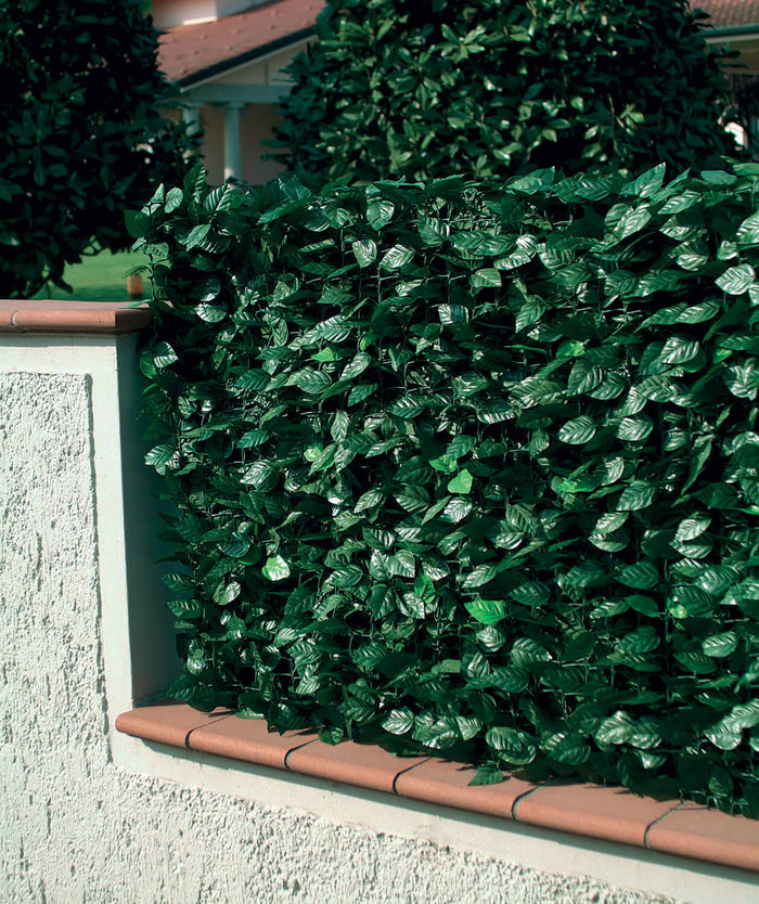 Arella Siepe Sintetica Artificiale 1,5x3m in PVC con Rete Ombreggiante Ranieri Foglie di Lauro