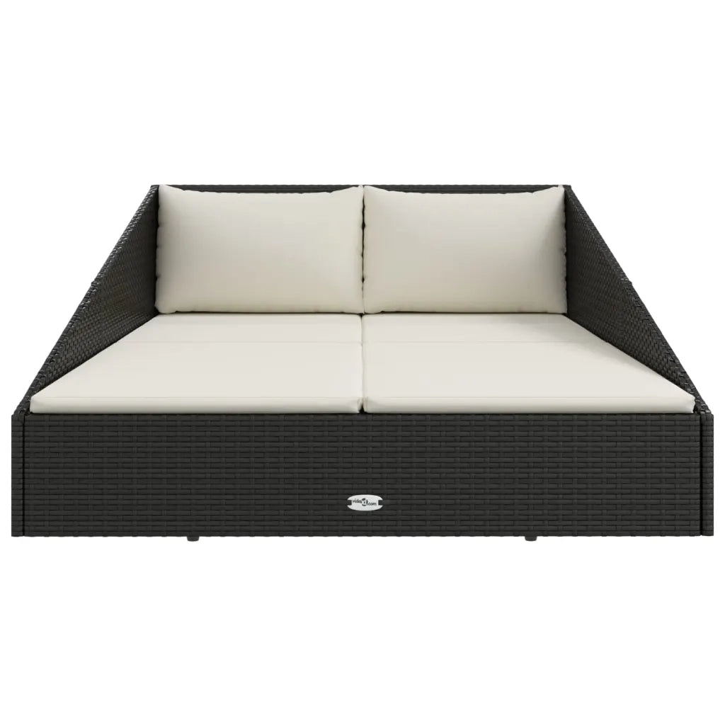 Lettino Prendisole Nero 201x139 cm in Polyrattan cod mxl 73456