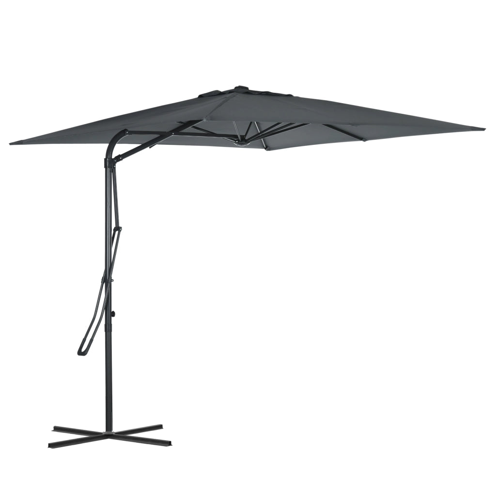 Ombrellone Quadrato Giardino ¨C zephmum ¨C 2.5x2.5m Grigio Scuro Base Incrociata
