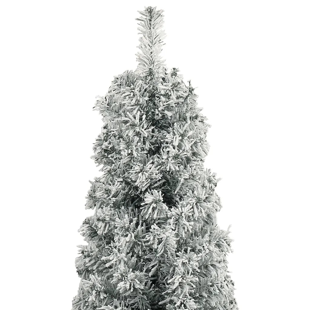 Albero di Natale | Decorazioni natalizie Sottile con Base e Neve Floccata 270 cm PVC