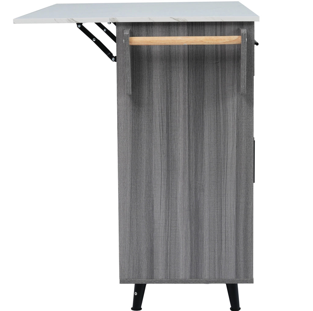 Carrello cucina multifunzionale con piano allungabile 129x46x91;5 cm; grigio e bianco