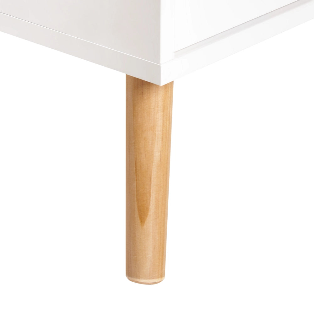 Cassettiera bianca 6 cassetti con gambe in rovere Moderna Scandinava