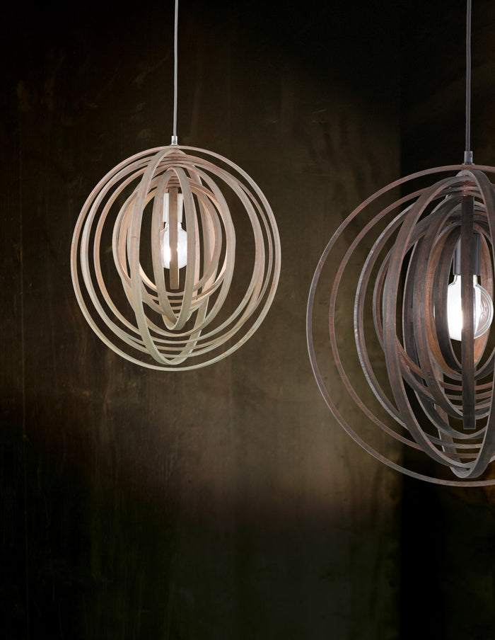 Lampada a Sospensione da Interno  E27 in Legno naturale Marrone