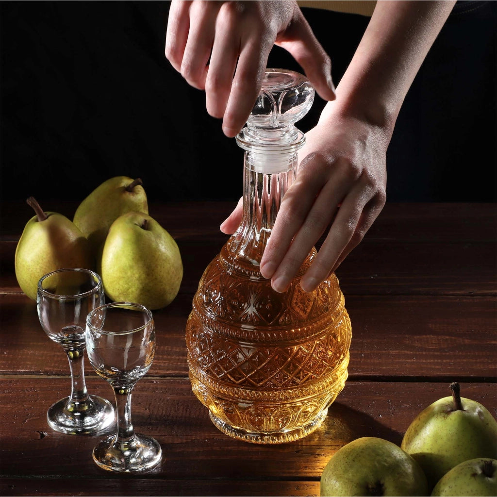 Caraffa per whisky KADAX, bottiglia in vetro cristallo da 1 litro con tappo di sughero, confezione da 6 pezzi.